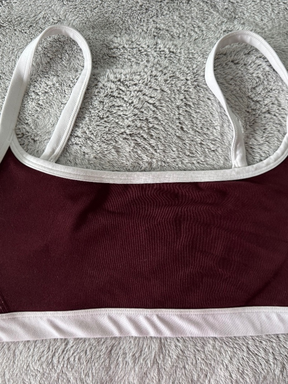 Athleta Maroon and White Square Neck sports bra